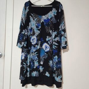 Zim‎ & Zoe Shirt Women's Plus 30/32 Blue Black White